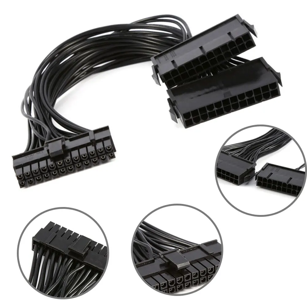 30CM Dual PSU Power Supply 24 pin ATX Motherboard Mainboard Adapter Connector Cable |