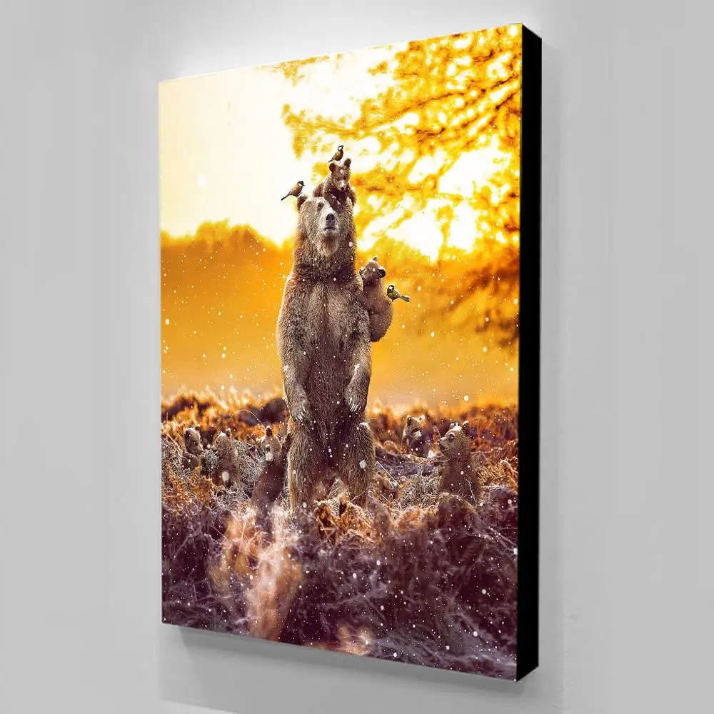 Настенные художественные плакаты с медведем и малышом Картина на холсте картины