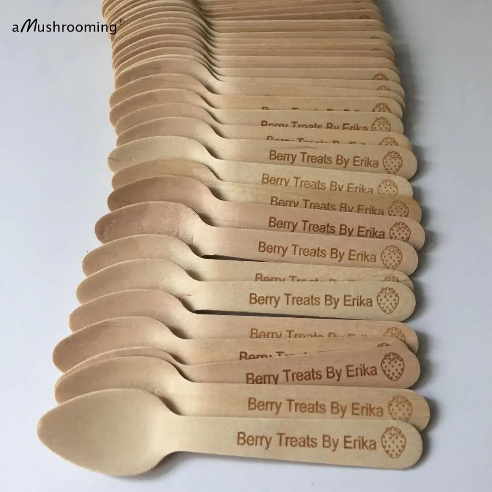 1000 шт лазерная гравировка мини ложки оптом одноразовые деревянные чайные