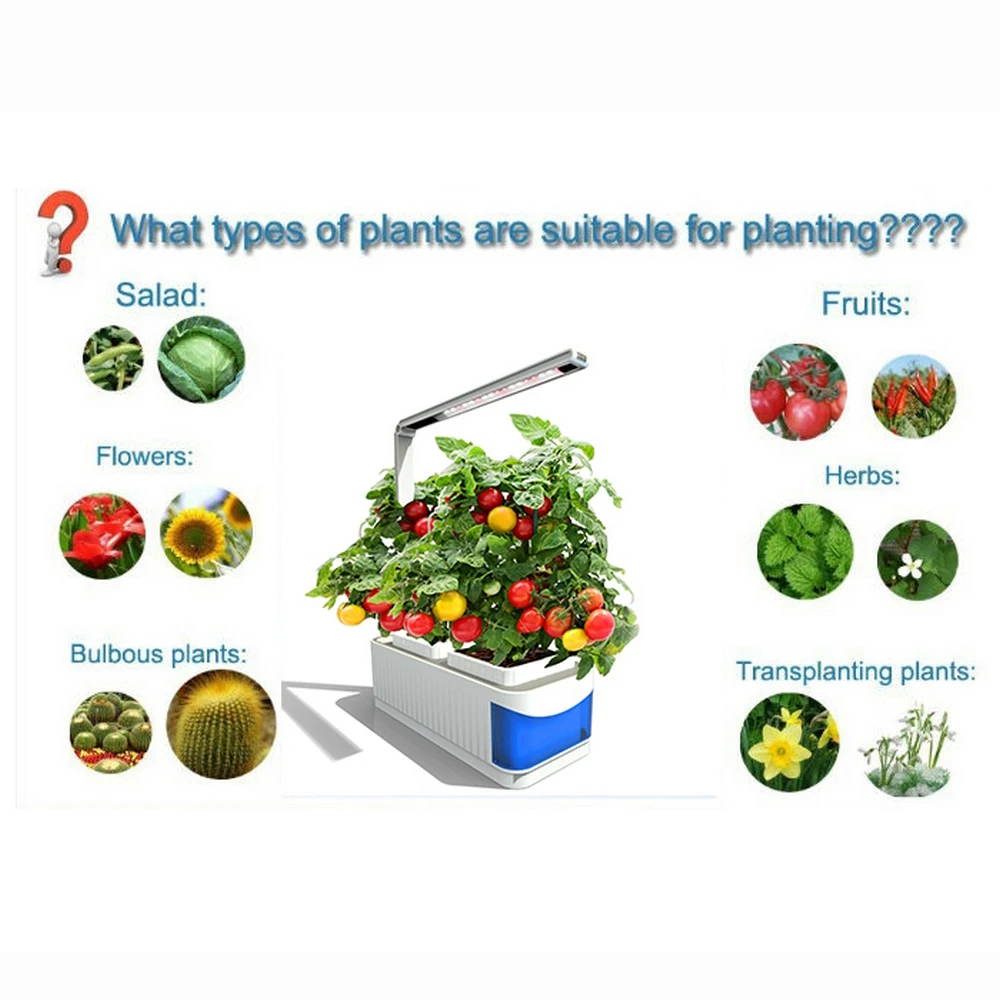 Ростовая лампа для комнатных растений, посевная коробка, самопоглощение, цветочно-овощное безпочвенное выращивание, светильник для роста, интеллектуальный горшок.
