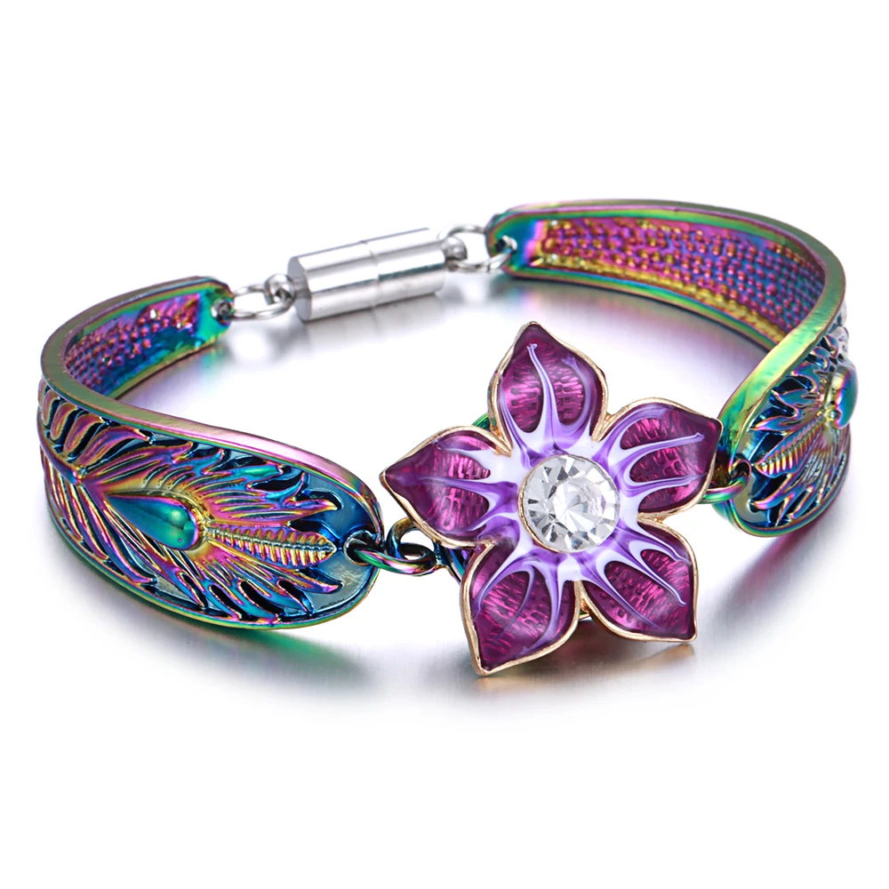 Snap Jewelry Bracelet Magnet Bohemian Watches Women Jewelry Colorful Pulseras New Vintage 18mm Metal Snap Button Bracelet