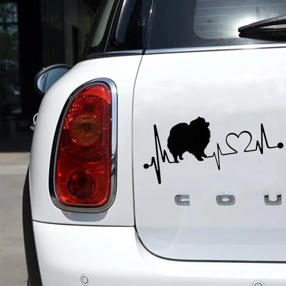 

Car Sticker 3D Pomeranian Dog Heartbeat Lifeline Decal Vinyl Funny Black/ White Sticker 17.8*7.6CM Car Styling Q2Y3