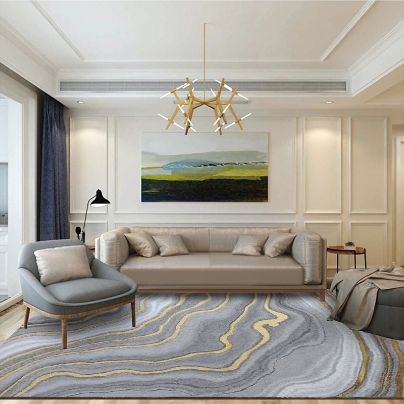 Скандинавский современный абстрактный Серый Золотой кривой кристалл бархатный