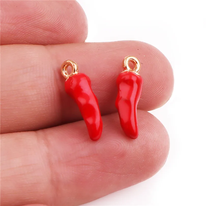 

Cute Enamel Vegetable Hot Pepper Horn Charms кулоны Talisman Red Chilli Pendant For Necklaces Earrings Jewelry Making Wholesale