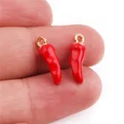 Милая эмалированная подвеска в виде овощей с горячим перцем, кулоны, талисман, кулон с красным чили для ожерелий, сережек, изготовление ювелирных изделий, оптовая продажа