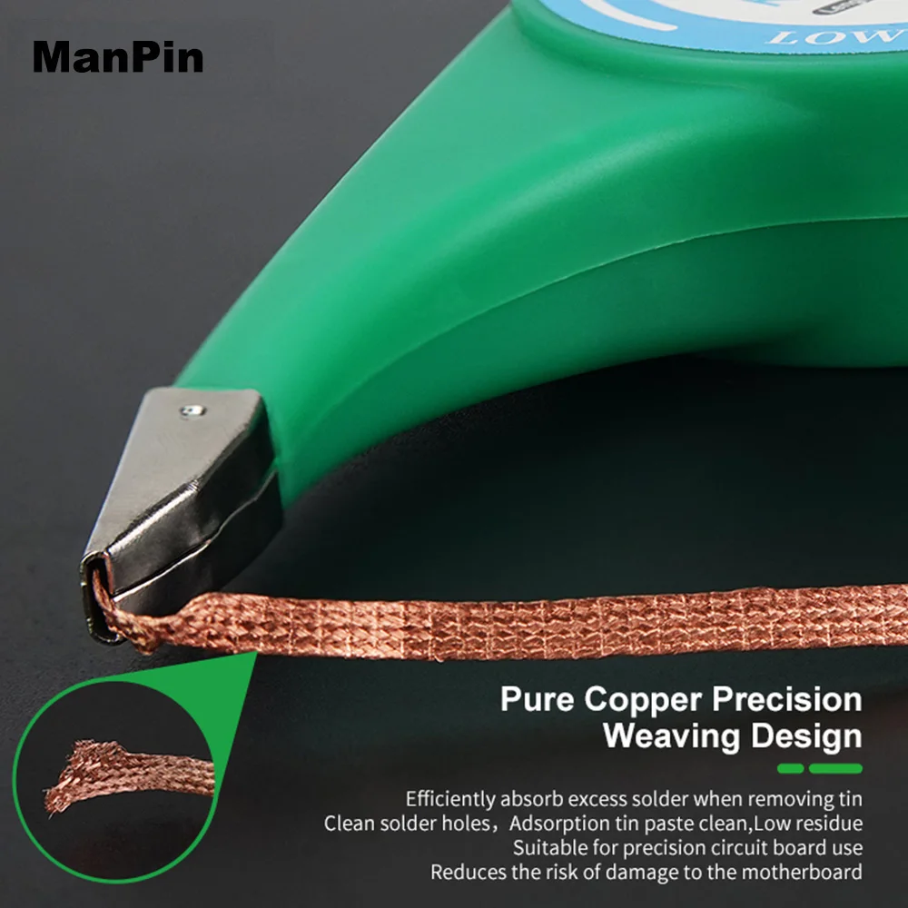 

Pure Copper Welding Wires Desoldering Braid Soldering Wick Tin Absorption Clean Line Mobile Phone PCB Repair Tools 1.5 To 3.5mm
