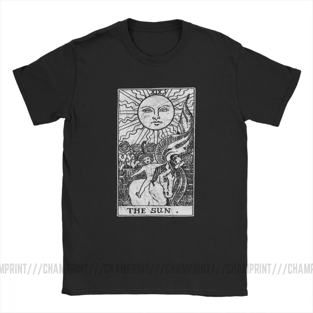 Мужская футболка с короткими рукавами The Sun Tarot Card Major Arcana из 100% хлопка надписью