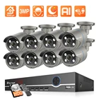 Techage 8CH 3MP POE NVR Kit H.265 CCTV безопасности видео наблюдения Смарт AI на открытом воздухе IP Камера Цвет Ночное видение двухстороннее аудио