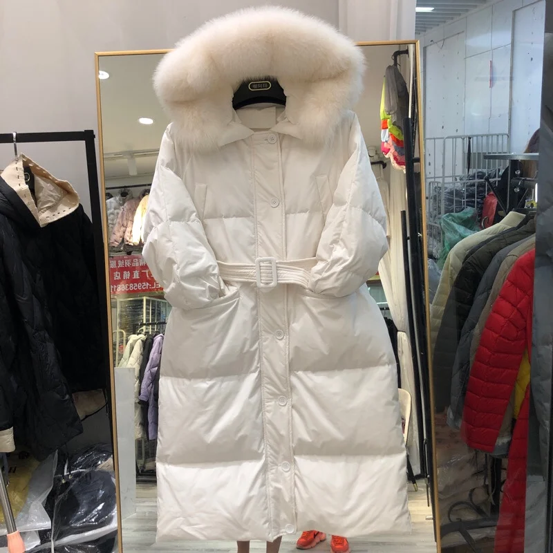 Fitaylor/зимняя длинная Повседневная куртка для женщин 90% белый пуховик на утином