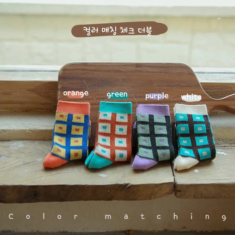 От 1 до 8 лет детские высокие носки для малышей Модные толстые в клетку детей