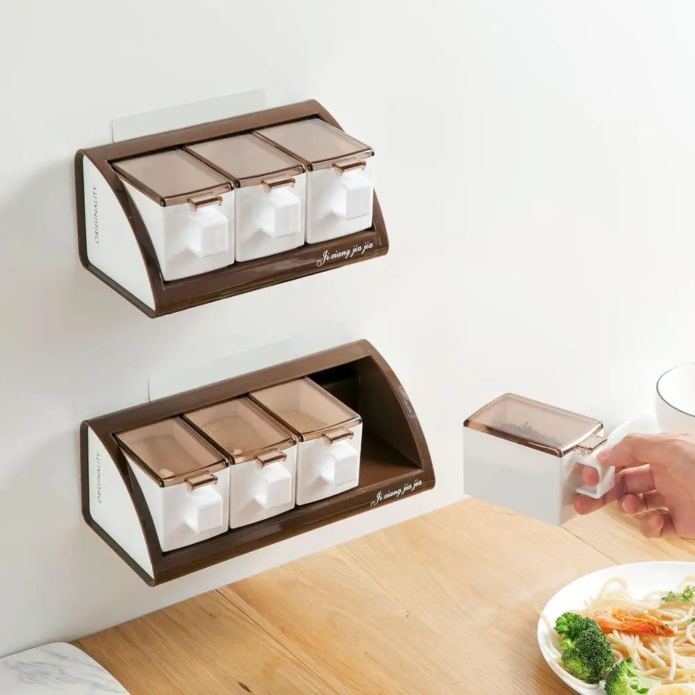 Настенная полка для специй с ложками без перфорации|Солонки и тара хранения| |