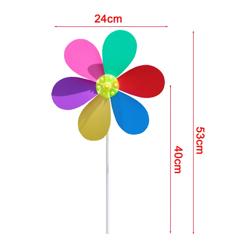 

2pc Colorful Rainbow Flower Windmill Spinner Wind Home Garden Yard Patio Outdoor Decoration Kids Toy Lightweight Easy Removal
