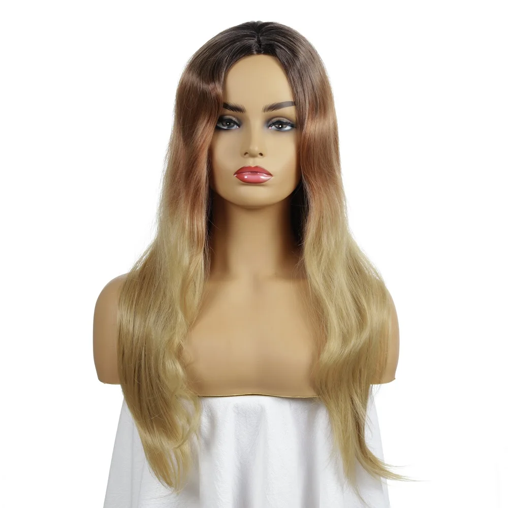 

Silky Straight Ombre Color Synthetic Wigs For Women Black Brown Blonde Wigs Long Synthetic Wigs 26 inches Heat Resistant Wig