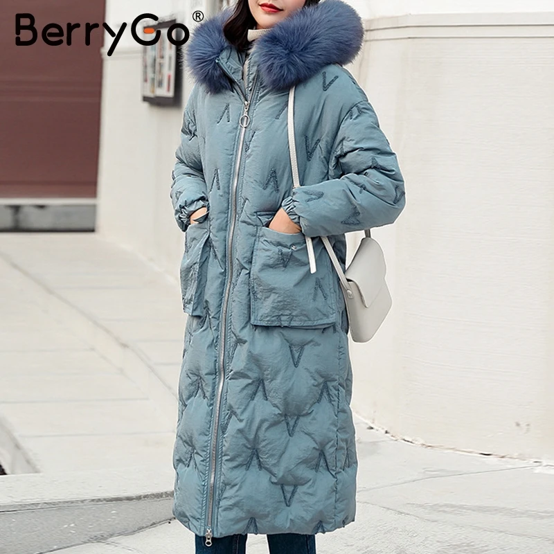 BerryGo/женское зимнее Стеганое пальто с карманами на молнии повседневные теплые