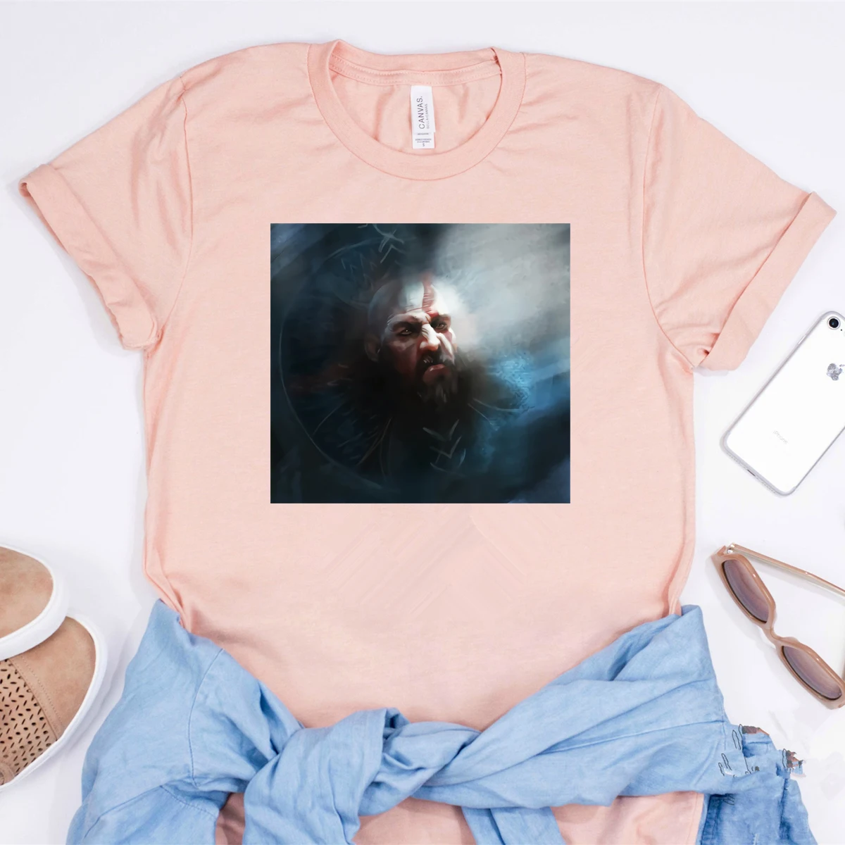 

2020 God of War T-shirt Cool Kratos Art Graphic Tee Game Lover Shirt Hipster Tops
