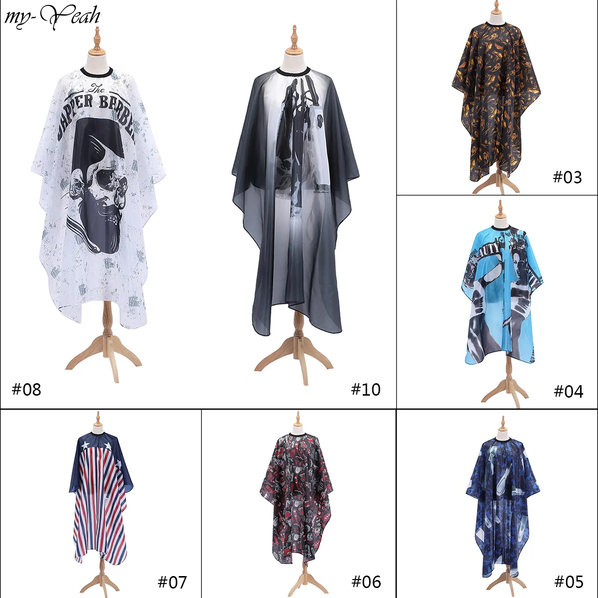 Водонепроницаемая накидка для волос с рисунком 6 стилей парикмахерской стрижки