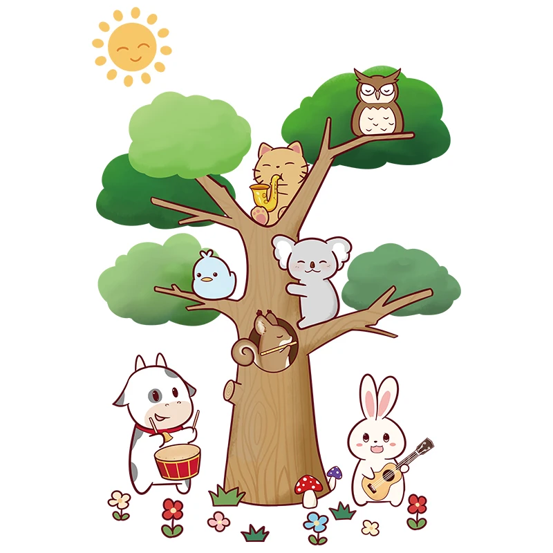 

Cartoon Dinosaurs Wall Stickers DIY Animals Trees Mural Decals for Kids Rooms Baby Bedroom Nursery Home Decoration Accessories