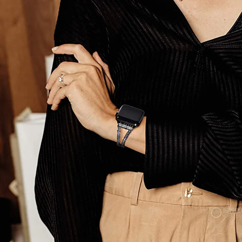 

Pop Metal Strap For Apple Watch Strap 6 5 4 SE 3 44mm 42mm 38mm 40mm For Herringbone Bracelet Stainless Steel Strap Accessories