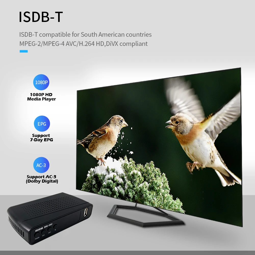 ISDB-T Digital TV Tuner FTA for Peru Brasil Chile ISDBT Receptor Wifi Receiver H.264 Set Top Box Youtube Full HD AC3 | Электроника