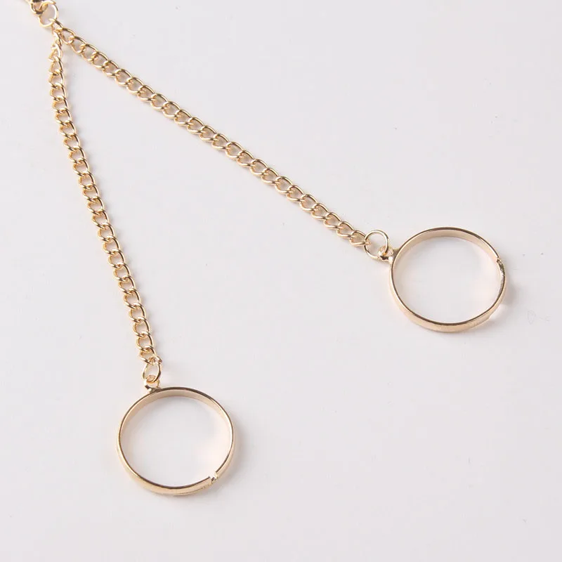 Цельный треугольный эстетический браслет с кольцом на палец золотая цепочка