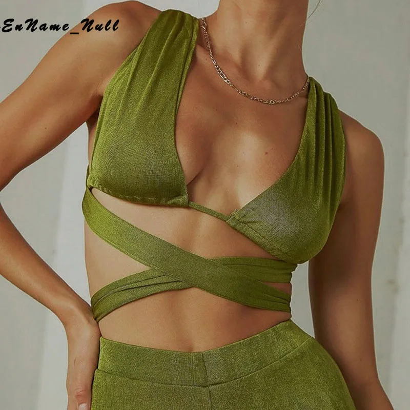 

Sexy hollow out chest strap suspender suit Strap Drawstring Ruched Cut-Out Sexy Backless Mini vest + trousers
