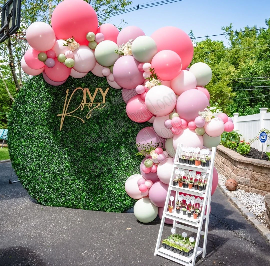 

68Pcs Rose Pink Balloon Garland Arch Kitmaca Green-white Balloon for Birthday Baby Shower Weddings Party Decoration
