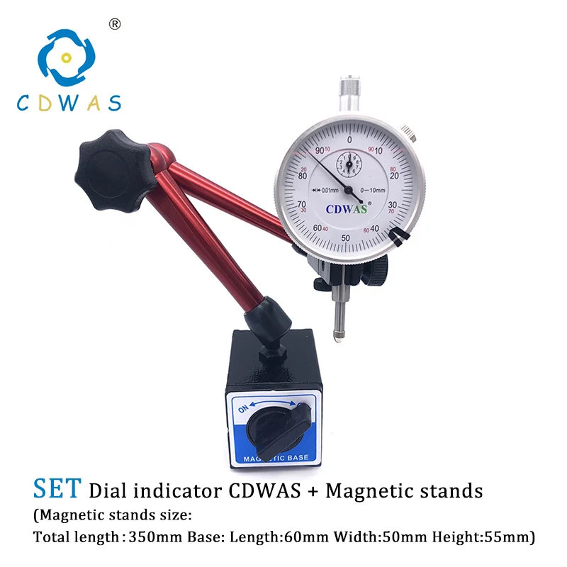 350mm CDWAS Set Магнитные подставки индикатор циферблата универсальный магнитный держатель стенд настольная точная шкала индикаторы набор инструментов для измерения - Цвет: 350mm CDWAS Set