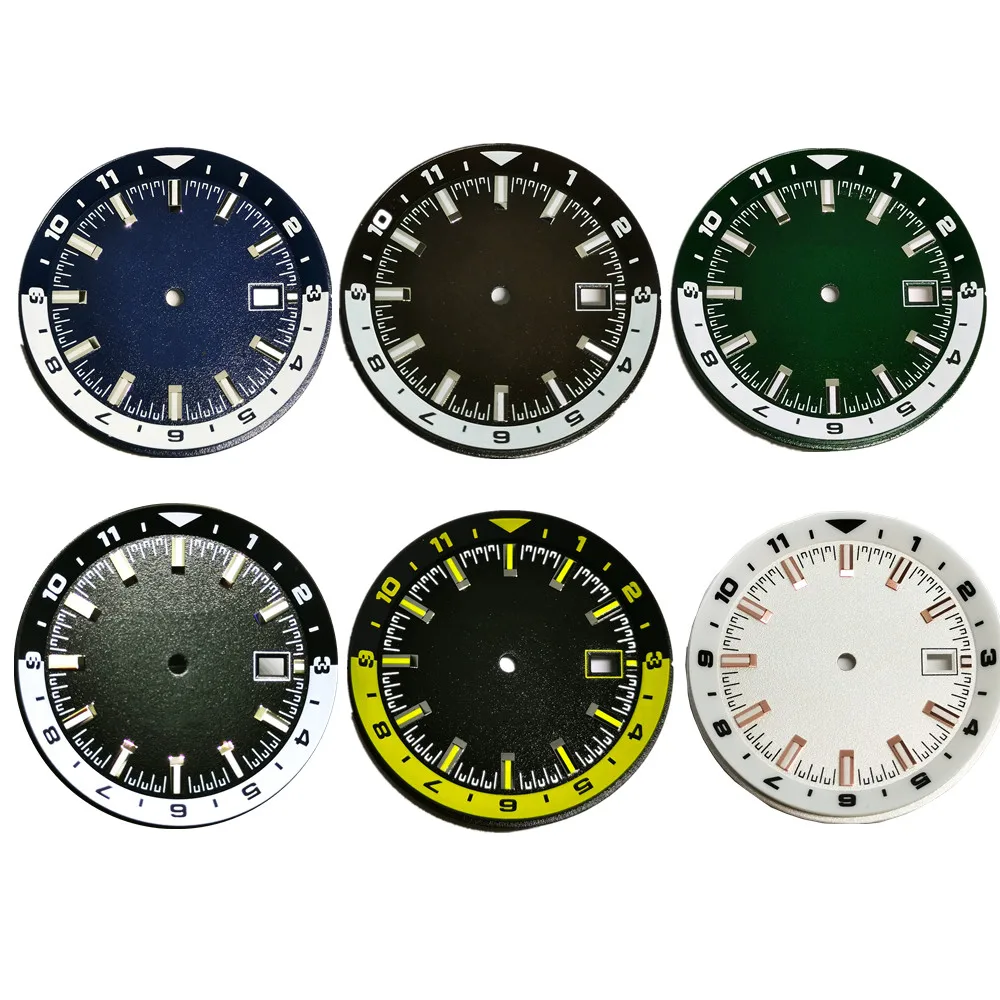 New Watch Parts 36.8MM Dial Green Luminous Fit NH35 Automatic Movement