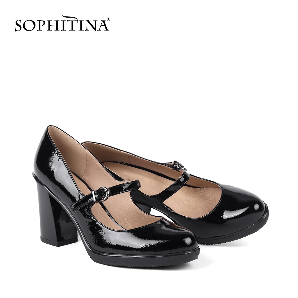 SOPHITINA/модные туфли лодочки на ремешке с пряжкой Высококачественная повседневная