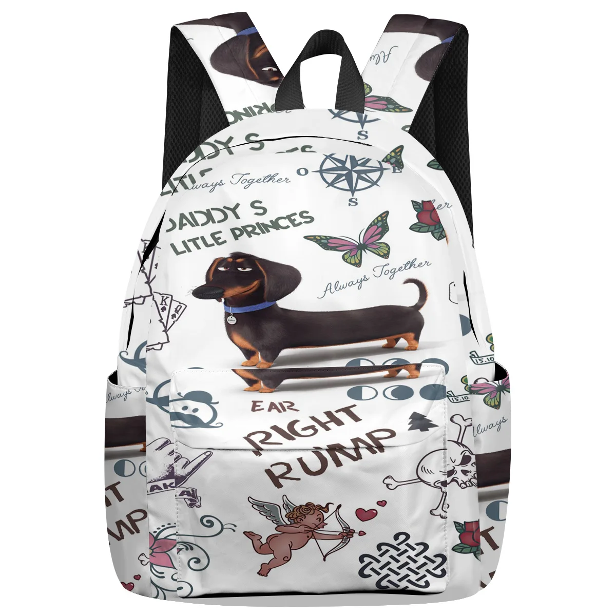 Такса цветок любовь покер компас рюкзак для женщин и мужчин мульти карман