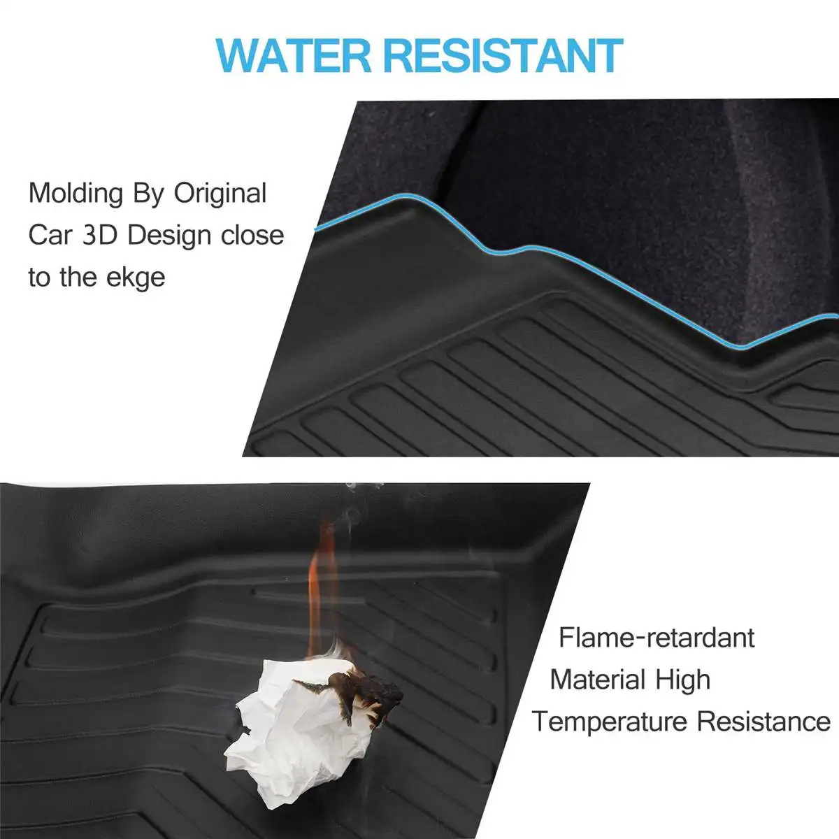 

Audew 3Pcs Black Car Floor Mat Custom Waterproof Durable TPO Front Rear Floor Carpet Cover Fit All-Weather For Tesla Model 3