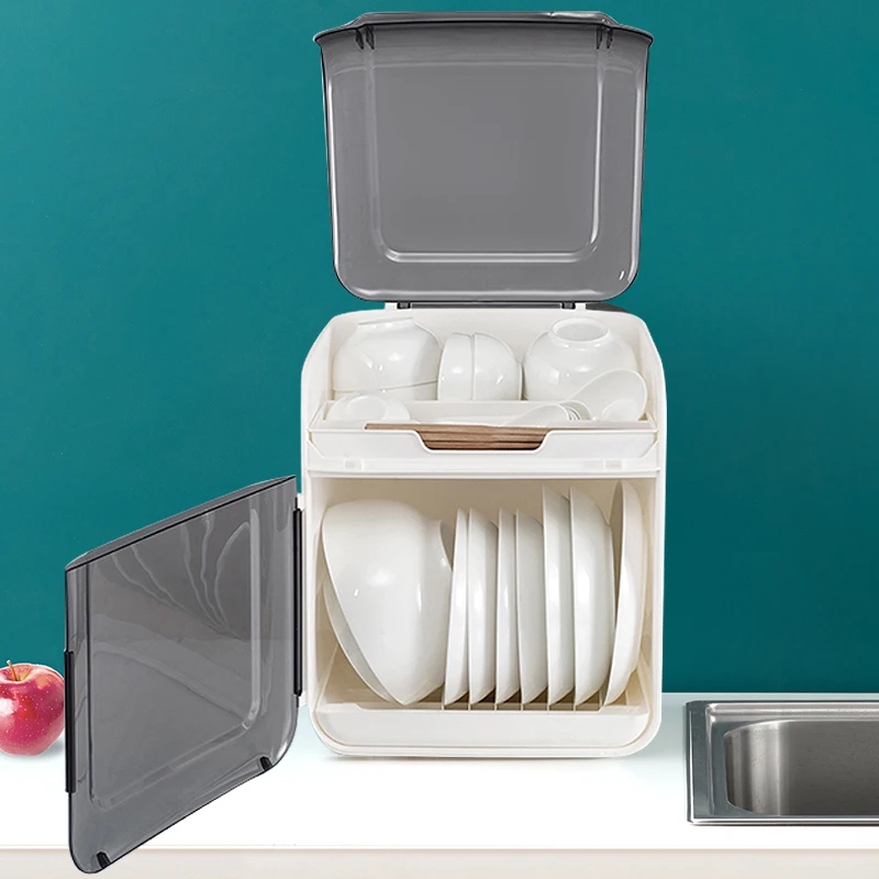 Полка для посуды с дренажной доской пластиковые тарелки хранения антимикробная