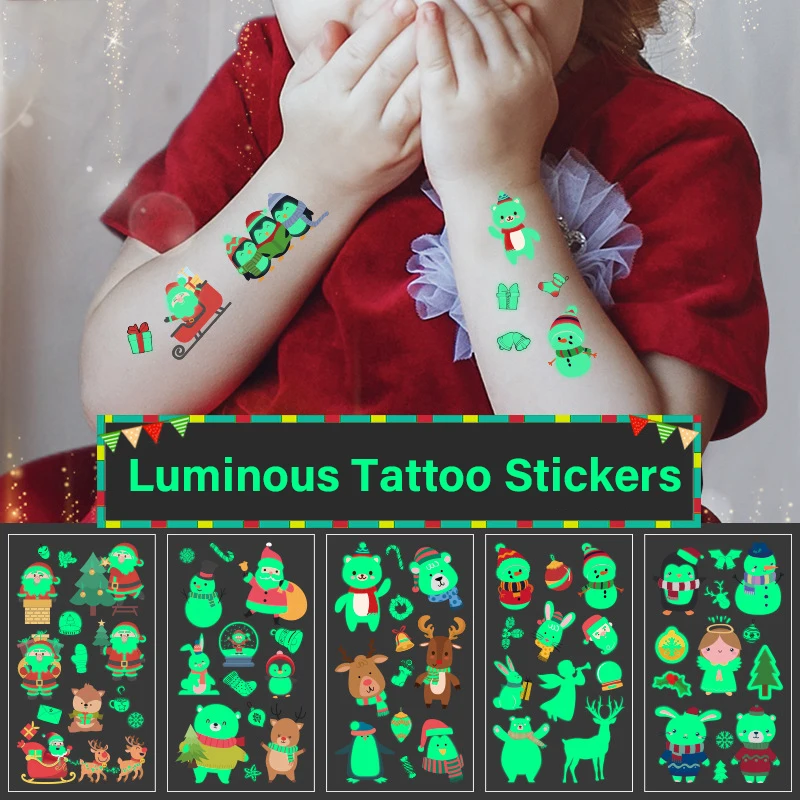 

Christmas Luminous Stickers Child Temporary Tattoo Christmas Party Decorations