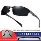 Солнцезащитные очки BOOROOT мужские, алюминиевые, уличные, спортивные, водительские, поляризационные, с защитой от ультрафиолета UV400, прямоугольные, с противоскользящим ремнем