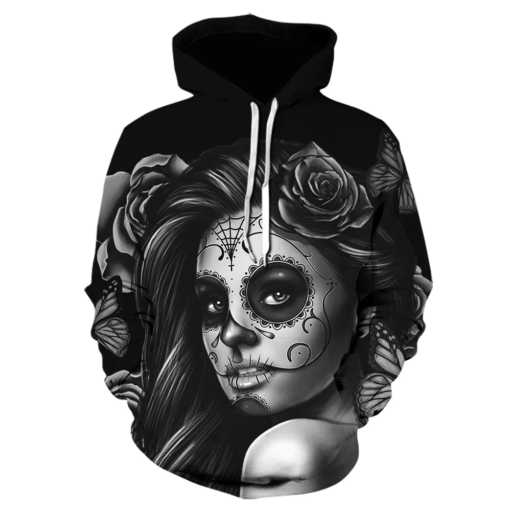 Куртка мужская с 3D принтом скелета белая в готическом стиле худи ретро хип хоп