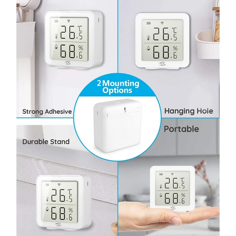 

WiFi Tuya Temperature Humidity Sensor for Smart Home App Alert Monitoring Indoor Hygrometer Thermometer Linkage