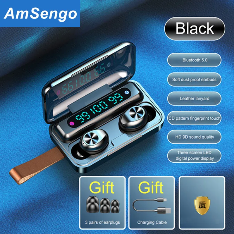 Беспроводные наушники F9 TWS Bluetooth 5 0 с поддержкой Xiaomi / iPhone внешним аккумулятором 2000