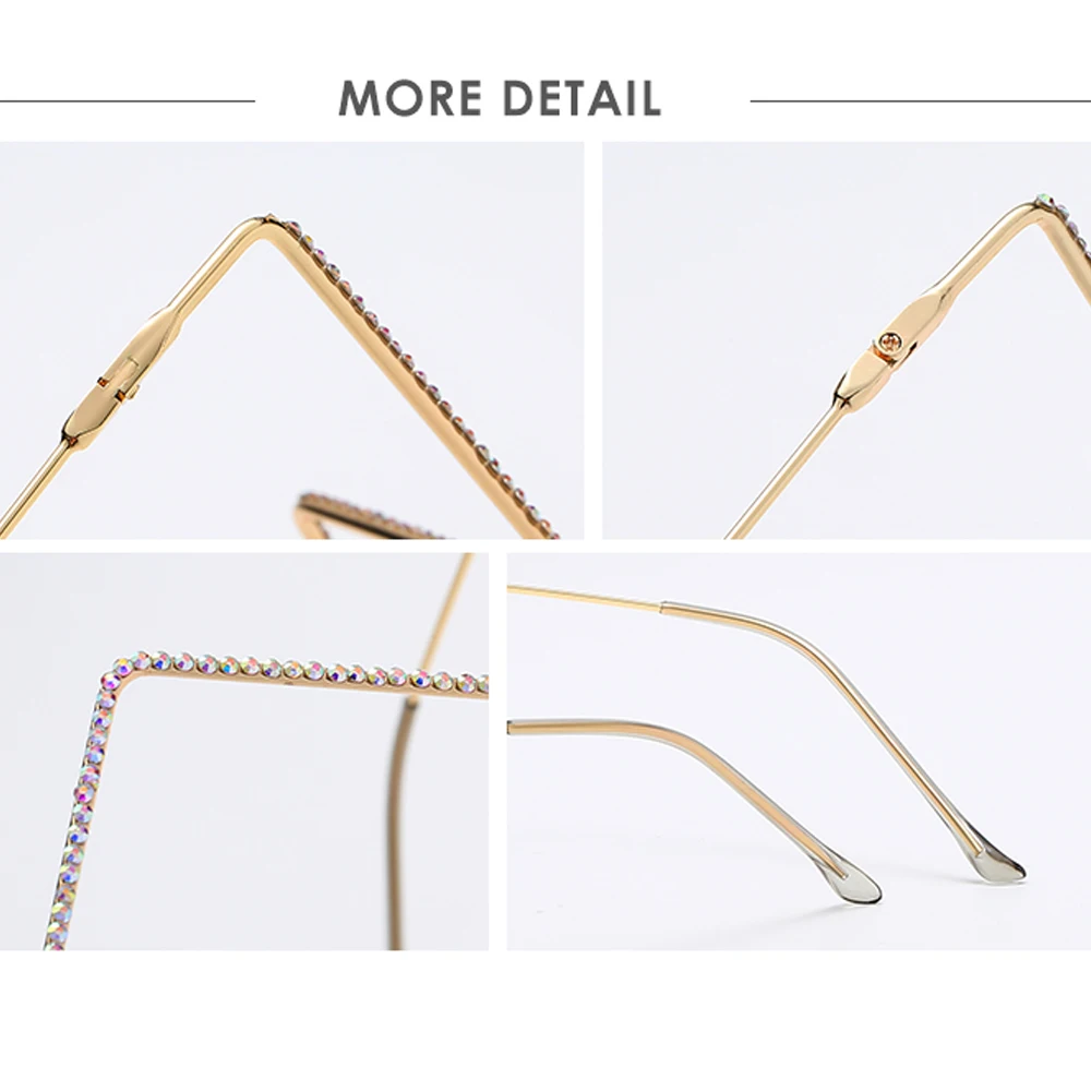 

LongKeeper New Fashion Diamond Glasses Frames Women Luxury Unique Metal Half Frame Eyeglasses Female Decoration Spectacles