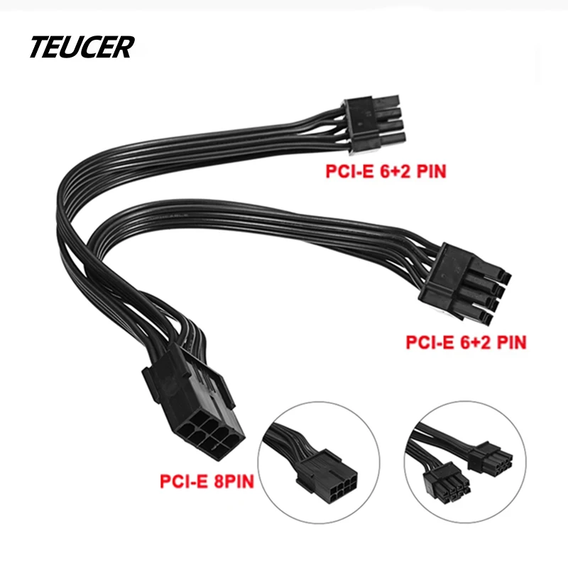 

GPU 6 pin 8 pin Male PCI Express to 2 x Dual PCIe 8pin (6+2) Female Graphics Video Card PCI-e Splitter Hub Power Cable