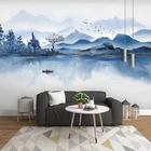 Пользовательские фотообои в китайском стиле чернильный пейзаж гостиная телевизор диван кабинет фон декор самоклеящиеся обои водонепроницаемые