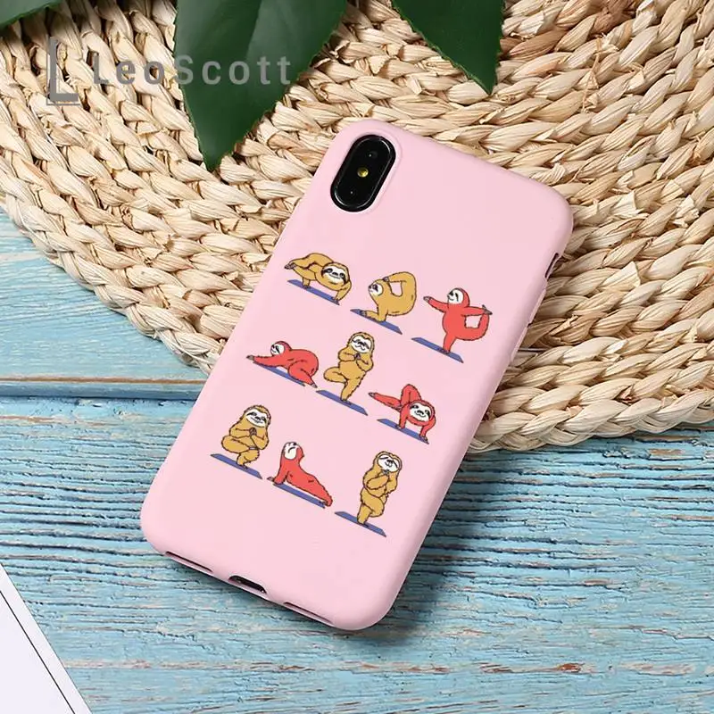 

Cute animal yoga sloth Phone Case Candy Color for iPhone 11 12 mini pro XS MAX 8 7 6 6S Plus X 5S SE 2020 XR