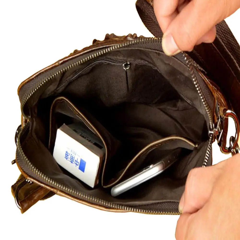 Новинка мужская кожаная винтажная сумка-мессенджер через плечо с узором под