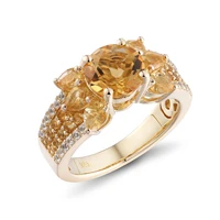 gz zongfa fashion custom natural citrine gem 14k god plated jewelry women 925 sterling silver ring