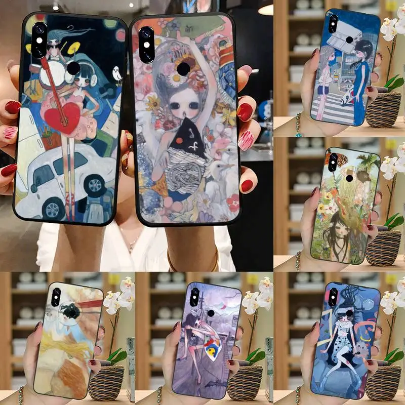

Abstract Aya takano Art girl Phone Case For Xiaomi Mi 11 Redmi Note 7 8 9 pro 8T 9T 9S 9A 10 Lite pro