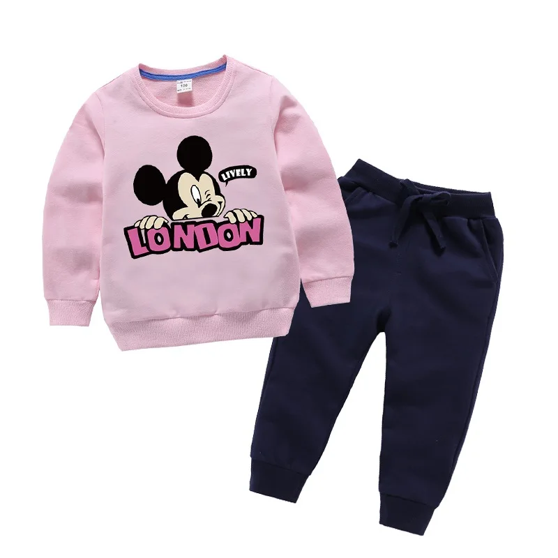 

Children's suit spring and autumn new 100% cotton boy and girl cartoon sweatshirt + sports pants children's long sleeve suit
