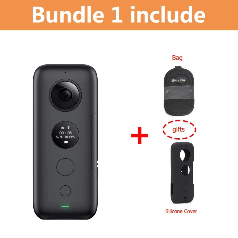 camera with cover Экшн-камера Insta360 ONE X 360, со стабилизацией состояния, 5,7 K видео в режиме реального времени, WiFi, камера для передачи данных для iPhone - Цвет: camera with cover
