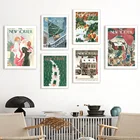 Новогодняя Настенная картина The New Yorker для журнала, настенные картины на холсте в скандинавском стиле, настенные картины для декора гостиной