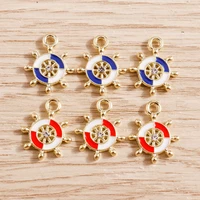 10pcs 1114mm enamel rudder charms for jewelry making alloy gold color charms pendants necklaces earrings keychain diy crafts