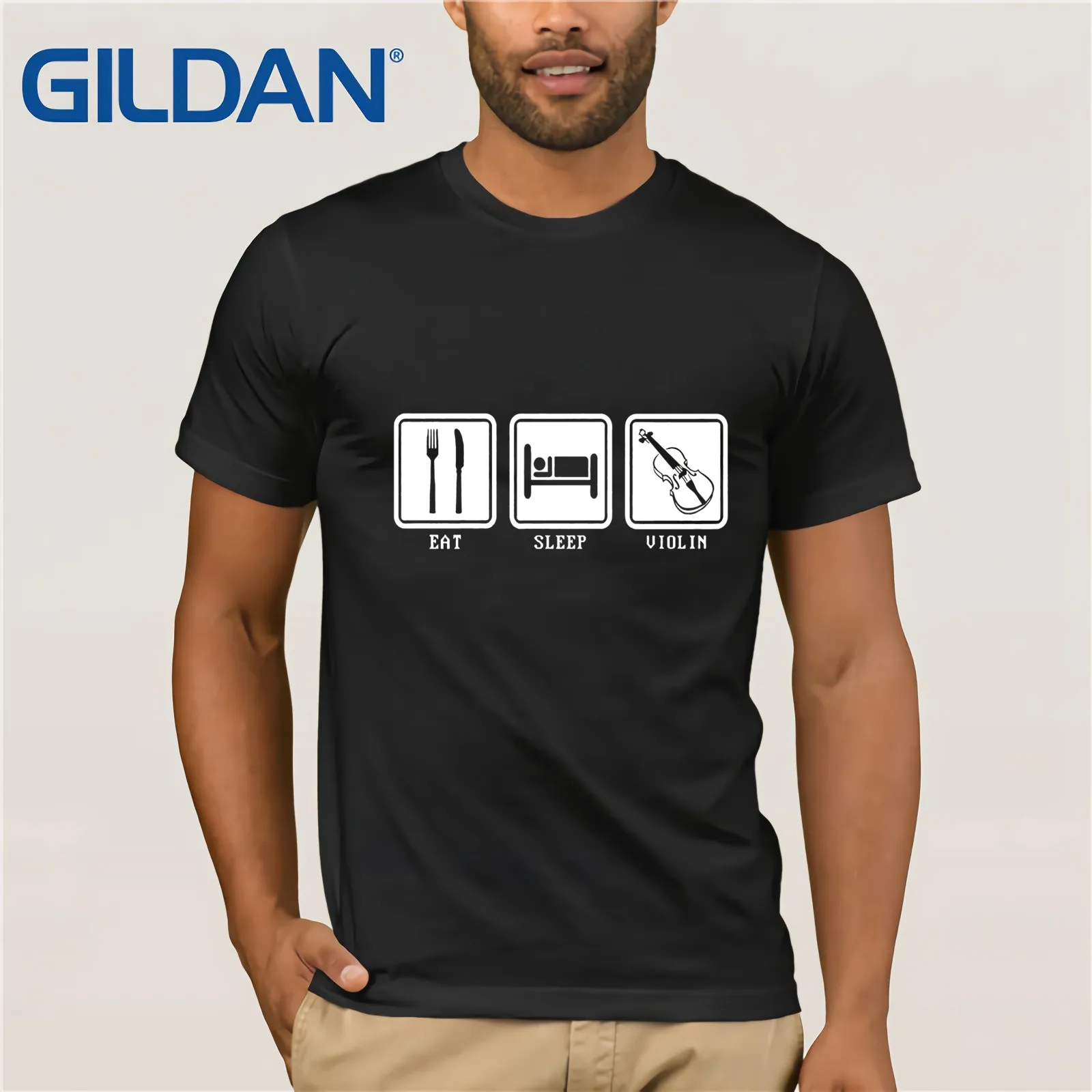 2019 новый короткий рукав Повседневное &quot Eat Sleep скрипки футболка строка музыка