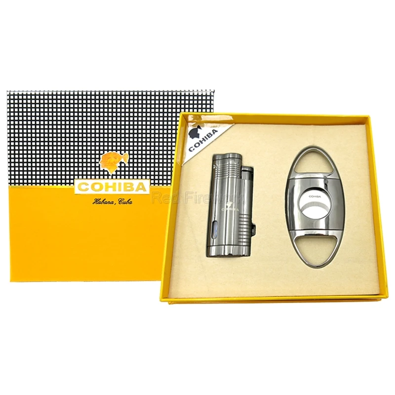 Ветрозащитная металлическая сигаретная Зажигалка COHIBA высокого качества 3 фонарь